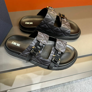 CD Double H-Town Sandal Black Calfskin