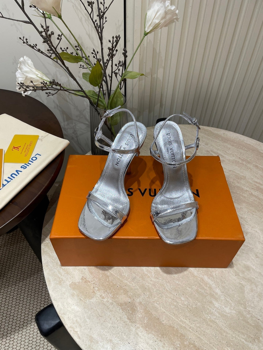6AM High Sandal 95 Mm In Silver Lambskin
