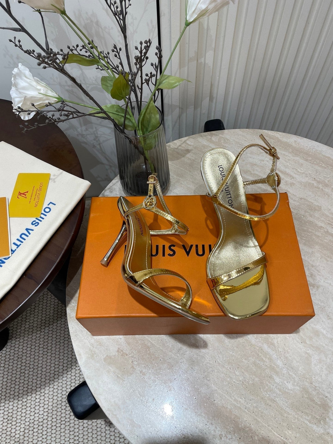 6AM High Sandal 95 Mm In Gold Lambskin