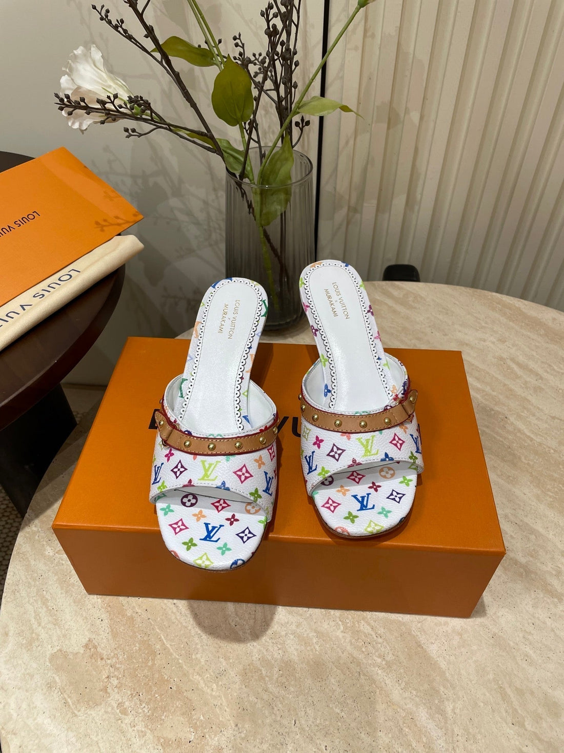 High 5 Cm Mules In White Monogram Lambskin