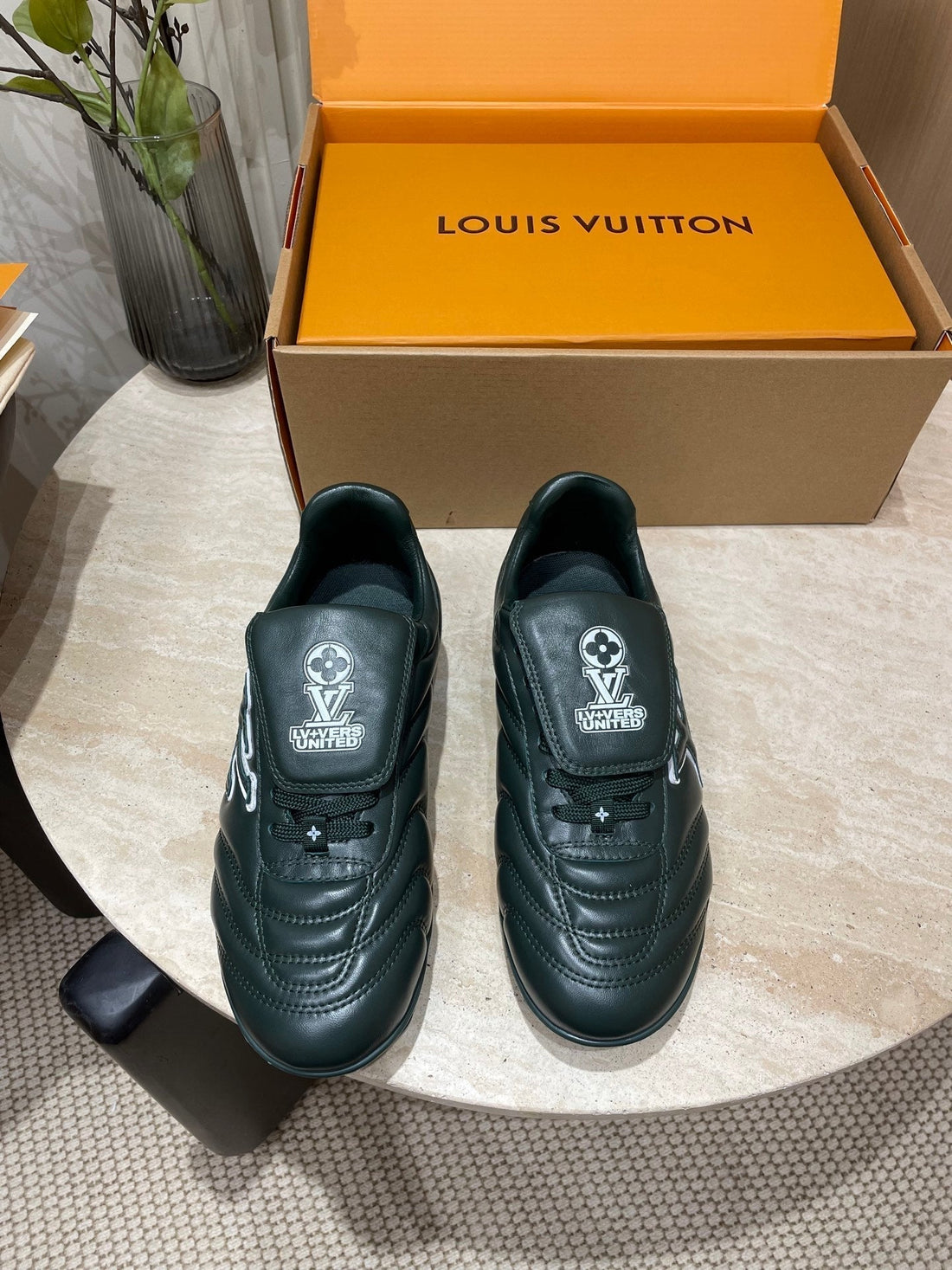 Footprint Soccer Sneaker In Forest Green Calfskin