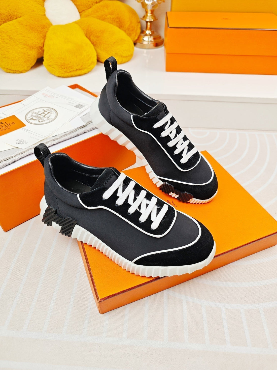 Bouncing Sneakers Black Calfskin Stylized