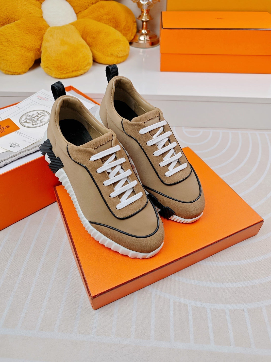 Bouncing Sneakers Brown Calfskin Stylized