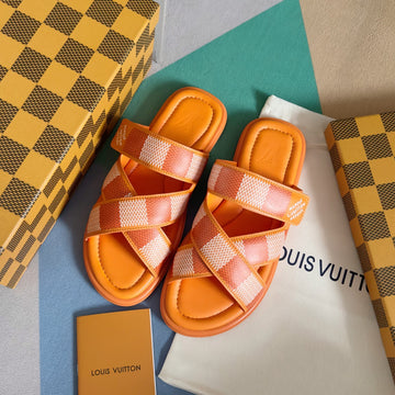 LV Venice Mule Slide Sandals Monogram Tiger Orange
