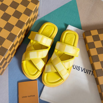LV Venice Mule Slide Sandals Monogram Lemon Yellow