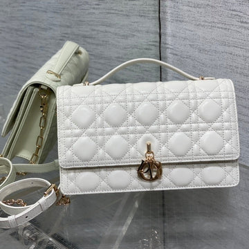 My CD 24 Top Handle Bag White Lambskin