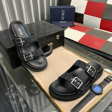 CD Aqua Buckle Sandal Black Jacquard