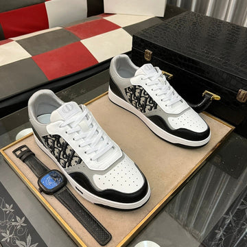 CD B27 Low-Top Sneaker Black-White-Gray Calfskin