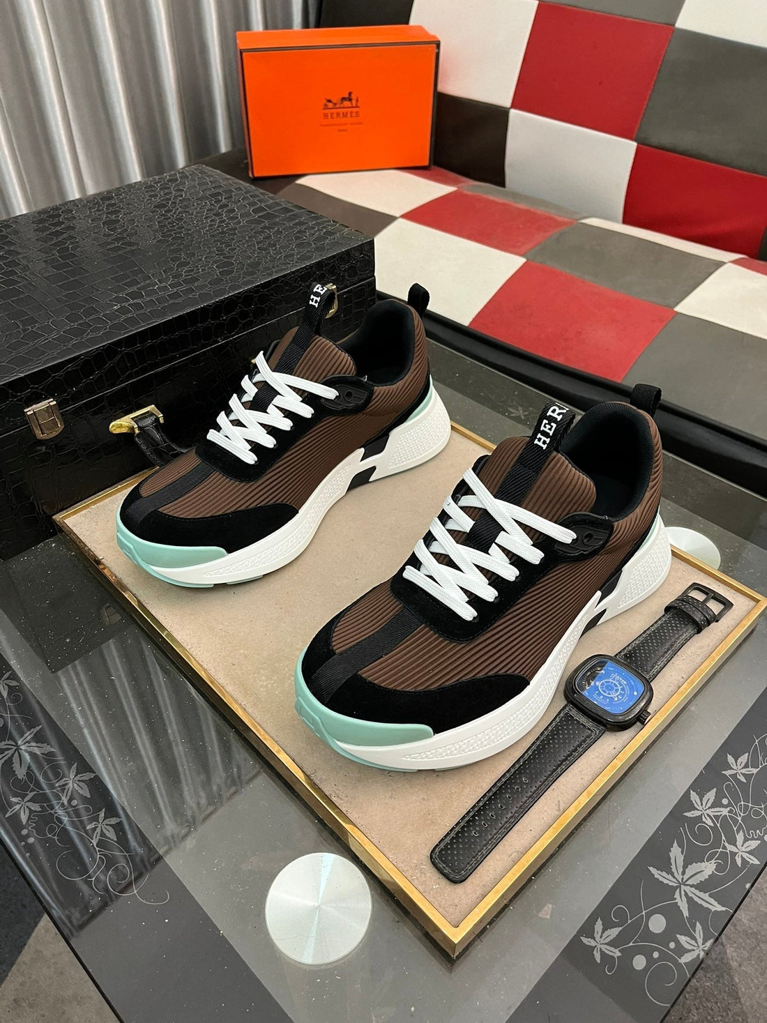 Hm Hugo Sneaker Black And Brown Weave
