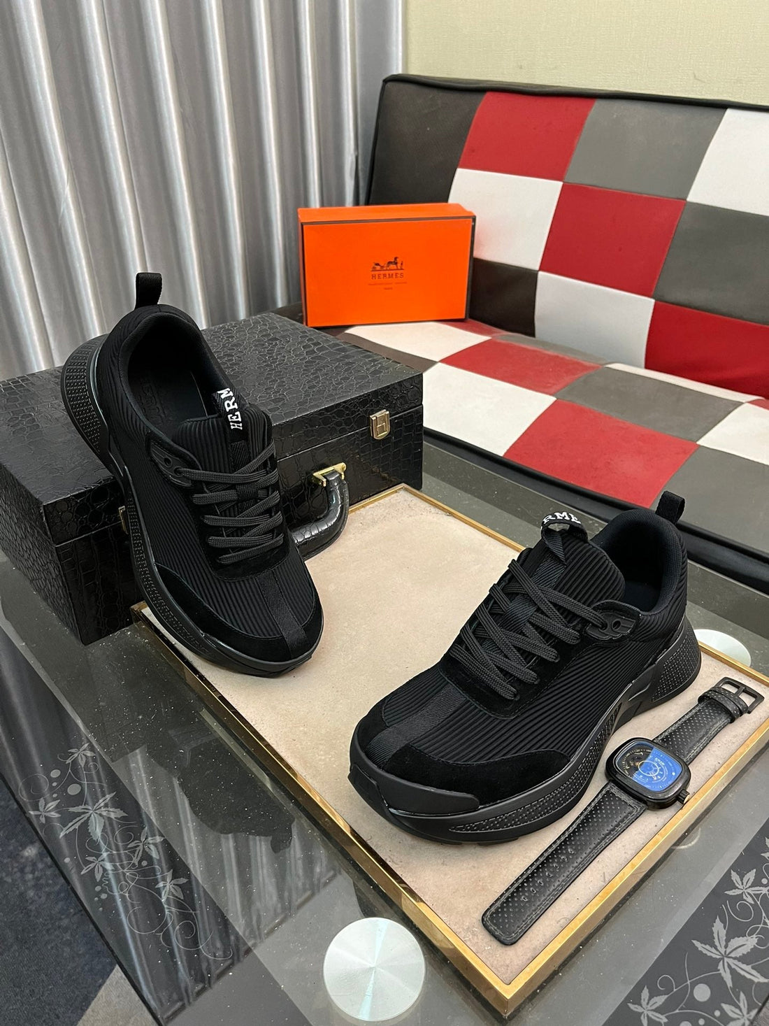 Hm Hugo Sneaker Black Weave And Suede