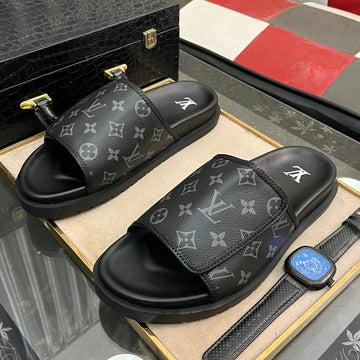 Waterfront Mule In Black Monogram Rubber