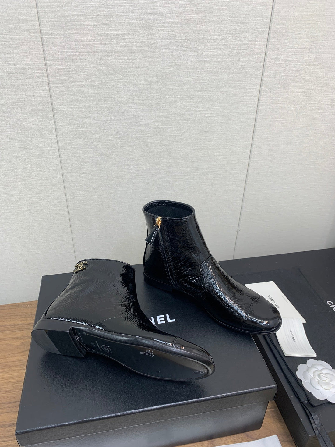 CC Ankle Boots 25MM Glossy Black Cowhide
