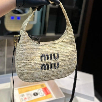 Tote 23 Bag In Beige Brown Woven Straw