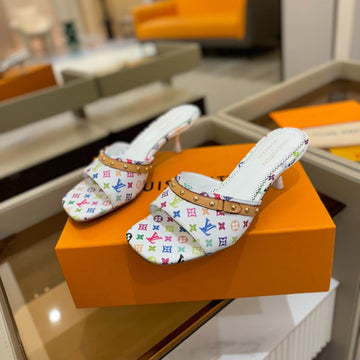 LV X Tm 6AM Mule 4CM White And Multicolored Monogram Coated Canvas 241211