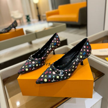 6AM 4CM Black Monogram Canvas And Patent Leather Pumps 241194