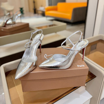 Cl Jenlove Slingback 10.5cm Sliver Leather 635809