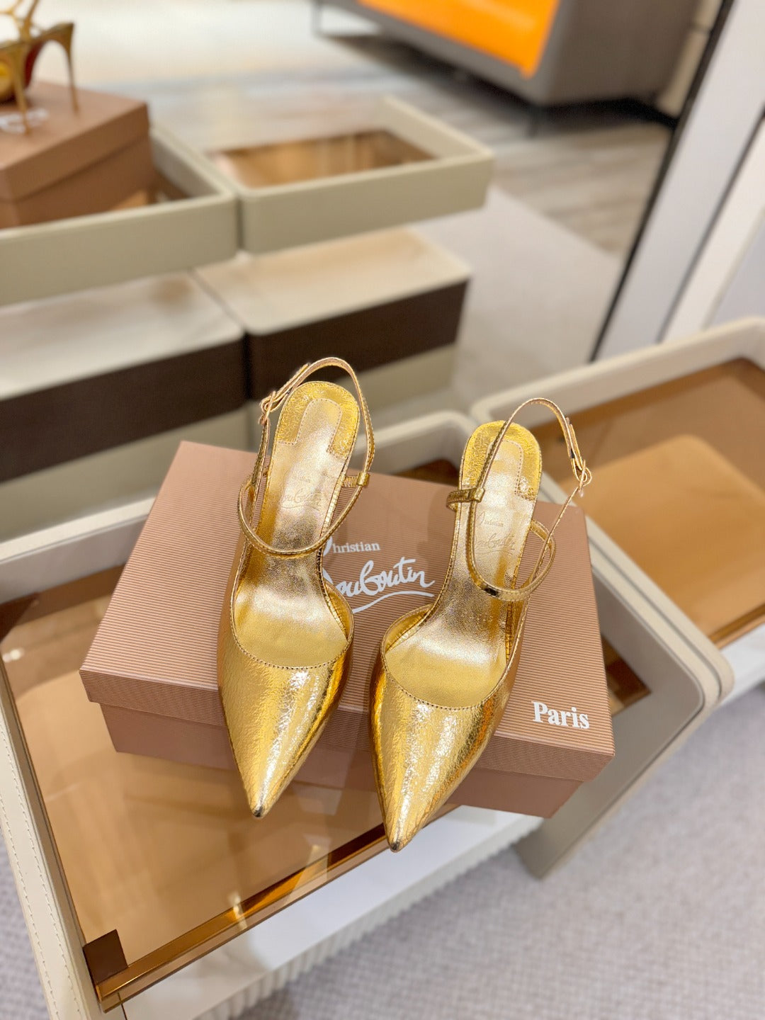 Cl Jenlove Slingback 10.5cm Gold Leather 635810