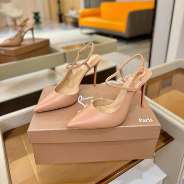 Cl Jenlove Slingback 10.5cm Beige Leather 635813
