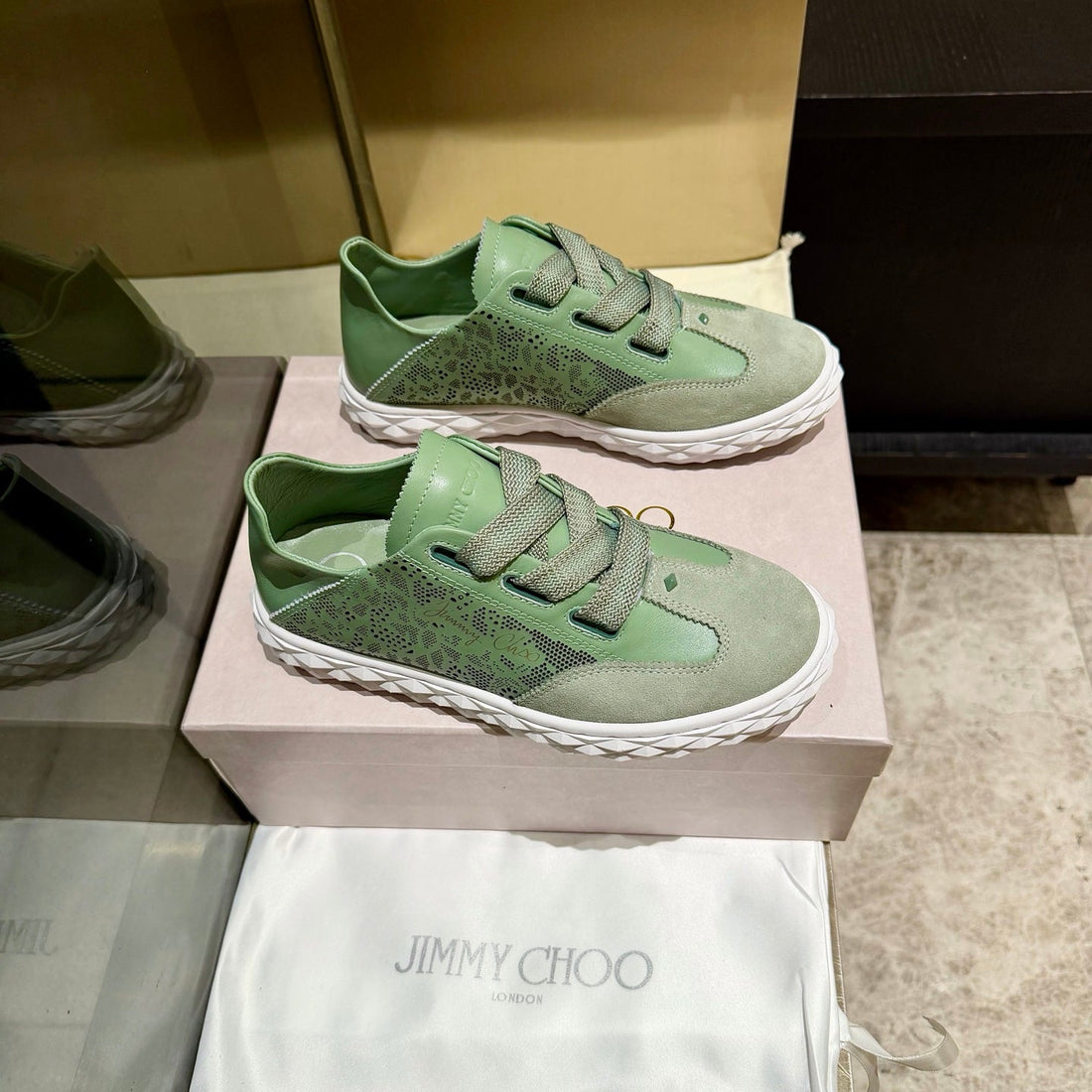 Jimmy Diamond Light Flex Sneaker Green Suede Leather 715045