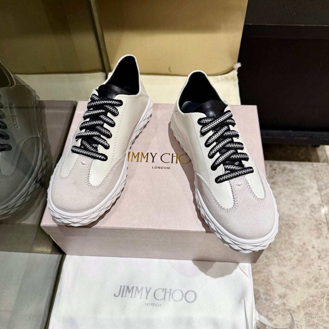 Jimmy Diamond Light Flex Sneaker Cream Grey Suede Leather 715043