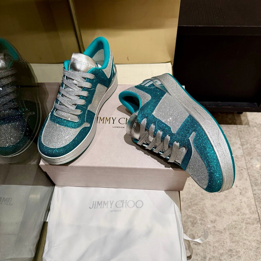 Jimmy Florent Sneaker Teal Green Grey Glitter 715038