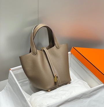 Picotin Lock Etoupe Togo Leather Gold Hardware