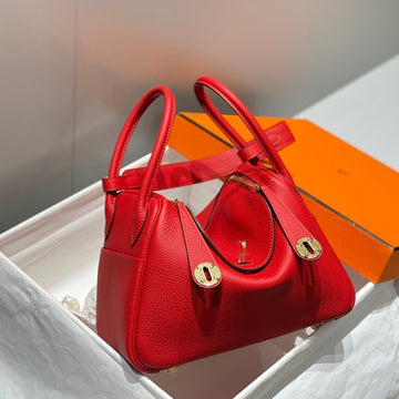HM Lindy 30 Bag Red Taurillon Clemence Leather
