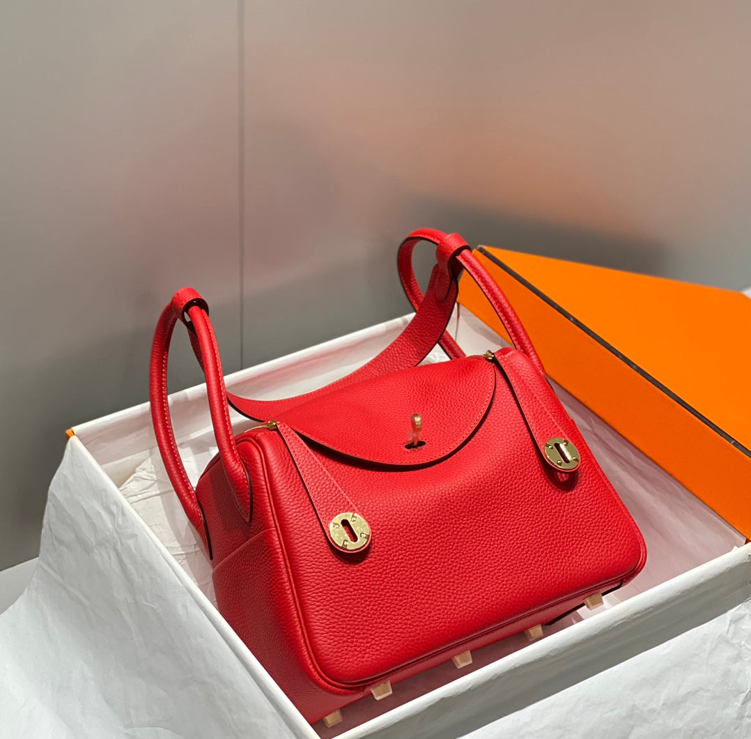HM Lindy 30 Bag Red Taurillon Clemence Leather