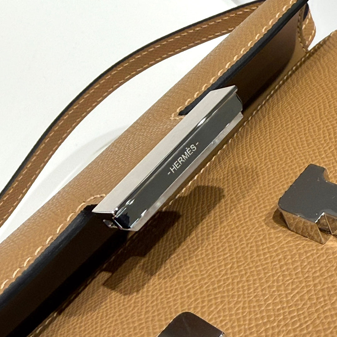 HM Constance Elan 24CM Bag Brown Epsom Leather Silver Hardware