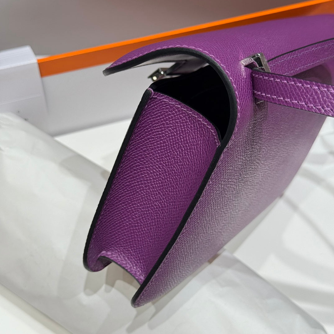 HM Constance Elan 24CM Bag Purple Epsom Leather Silver Hardware