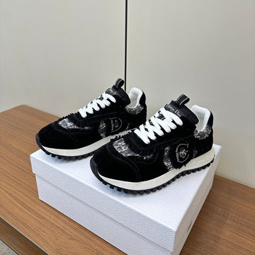 C'est Dior Sneaker In Black Suede And Tweed Fabric 989935