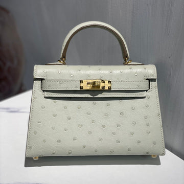 Hermes Kelly 19 Sellier Off White Ostrich Leather Bag Ghw (need 25 Day To Produce) 270336