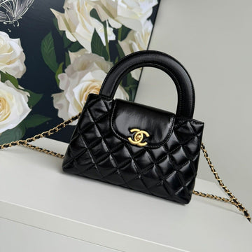 CC 24A Nano 19CM Kelly Shopper Bag Black Lambskin