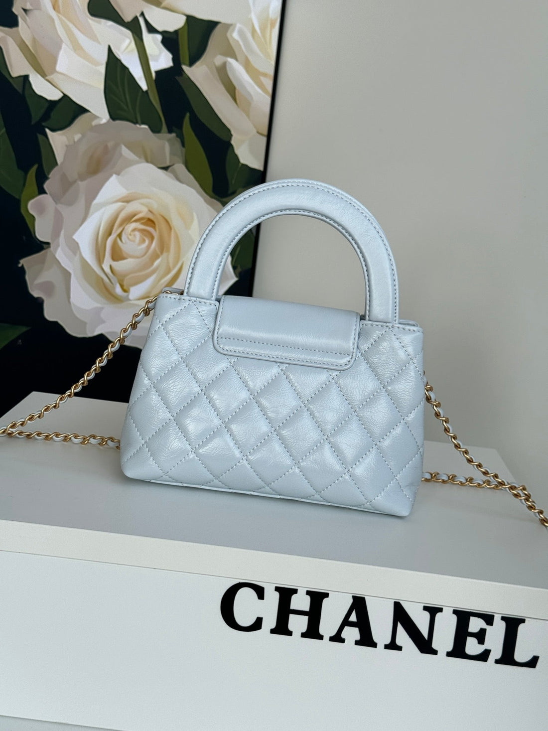 CC 24A Nano 19CM Kelly Shopper Bag Cloud Blue Lambskin