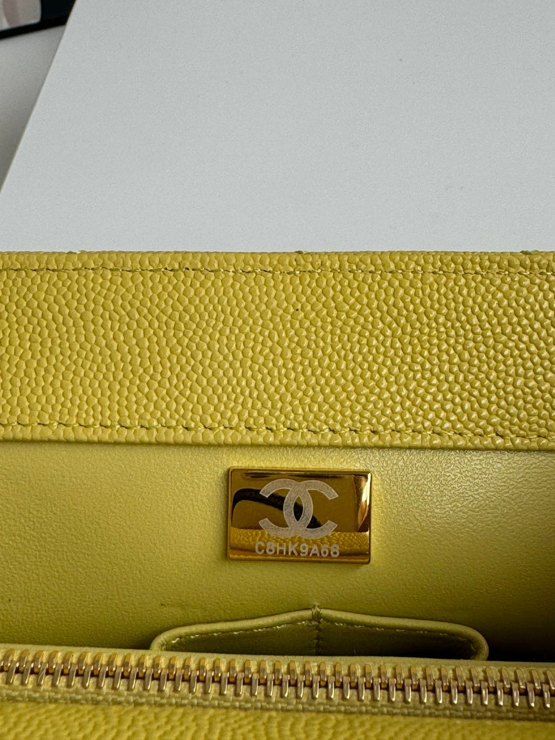 Coco Handle Medium 29CM Yellow Quilted Caviar Leather Gold Hardware