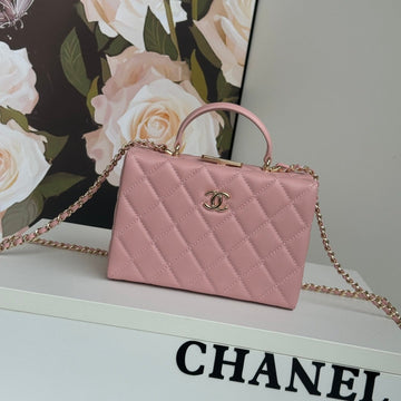 Small Box Bag 18 In Ballerina Pink Lambskin Gold Hardware