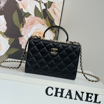 Small Box Bag 18 In Black Lambskin Gold Hardware