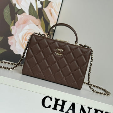 Small Box Bag 18 In Chocolate Lambskin Gold Hardware