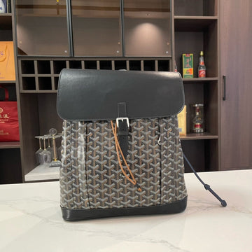 Alpin Backpack 37 In Black Lambskin And Goyardine Canvas