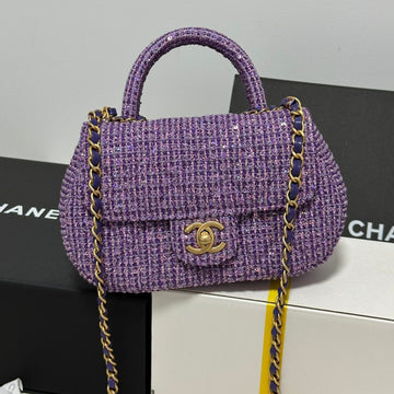 CC MINI 21 FLAP BAG IN VIOLET PURPLE WOOL TWEED Bags Bible
