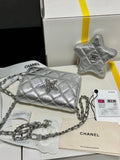 CC MINI 13 FLAP BAG IN SILVER METALLIC LAMBSKIN Bags Bible