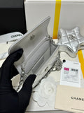 CC MINI 13 FLAP BAG IN SILVER METALLIC LAMBSKIN Bags Bible