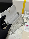 CC MINI 13 FLAP BAG IN SILVER METALLIC LAMBSKIN Bags Bible