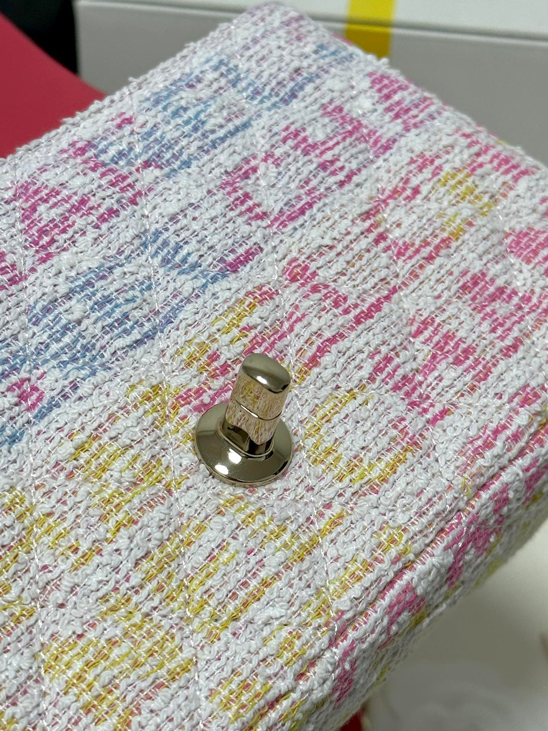 Flap Bag 20 In Colorful Tweed Gold Hardware