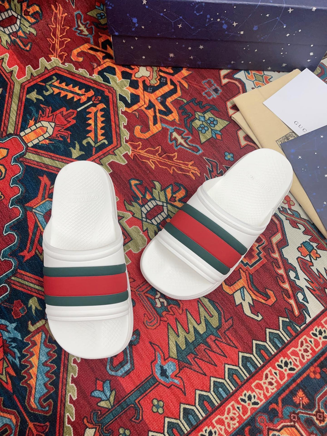 GG Web Slide Sandal White Rubber