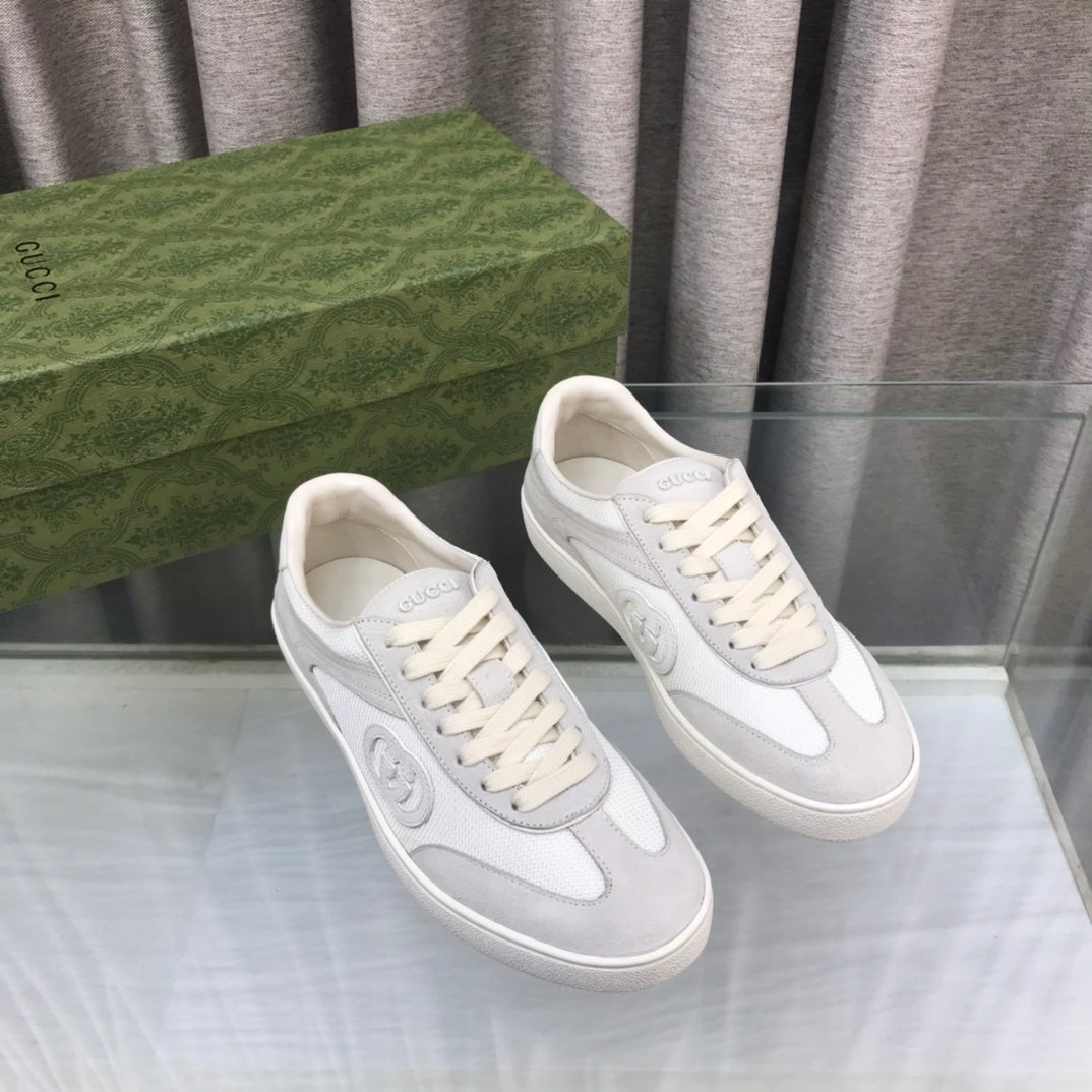 GG Interlocking G Sneaker Light Gray Suede