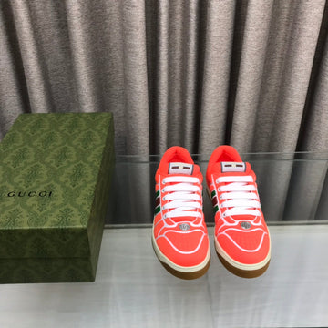 GG Screener Sneaker With Web Orange Red Calfskin