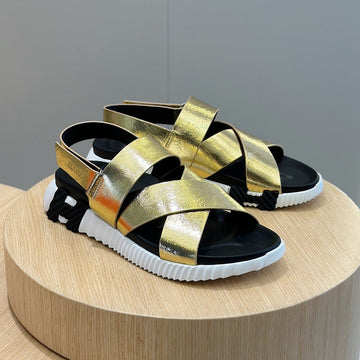 Hm Electric Sandal Metallic Gold Calfskin
