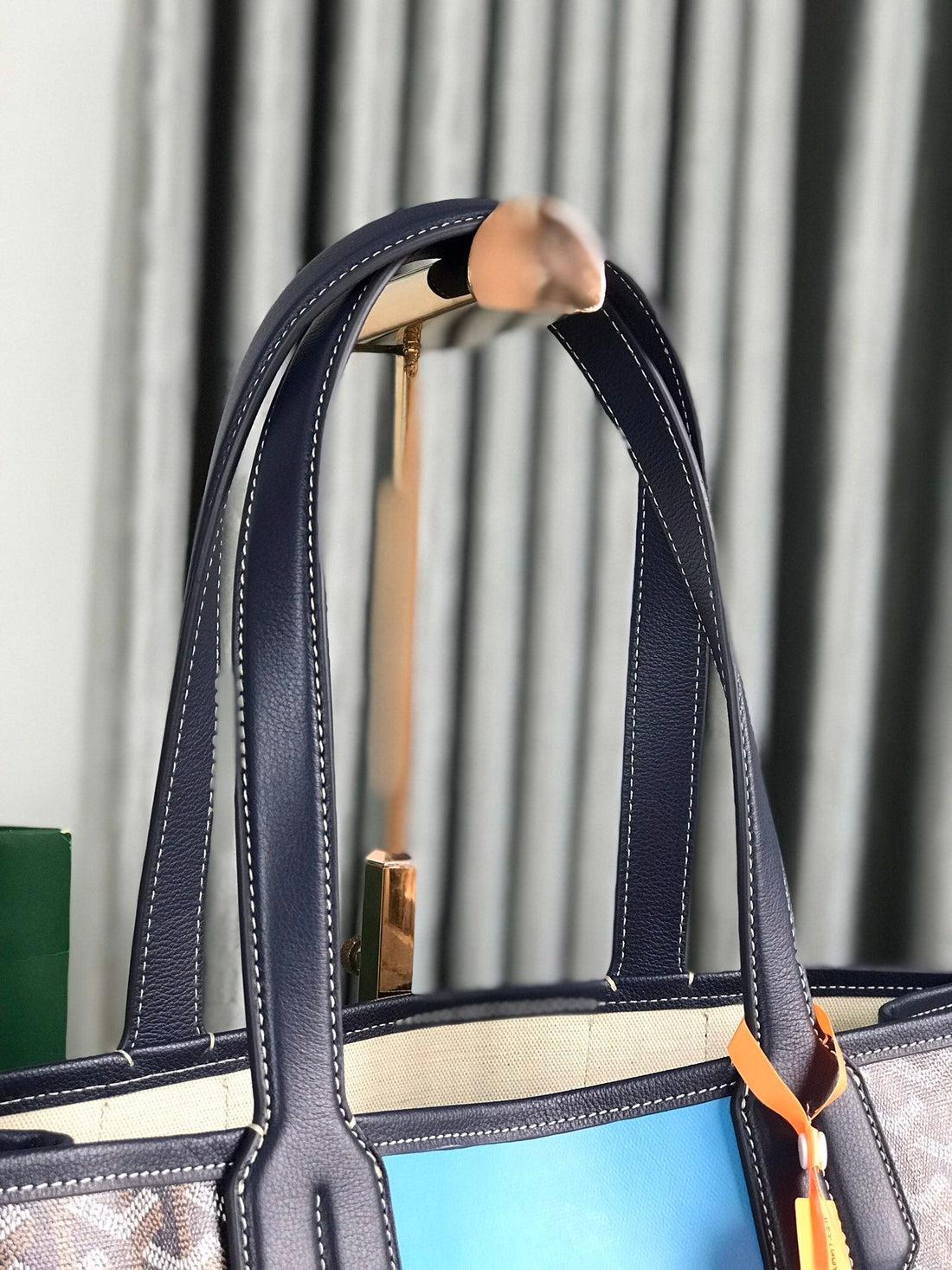 Goya Villette Tote 45 In Navy Blue Goyardine Canvas