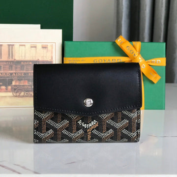 Saint-Gabriel Wallet 12 In Black Calfskin And Goyardine Canvas